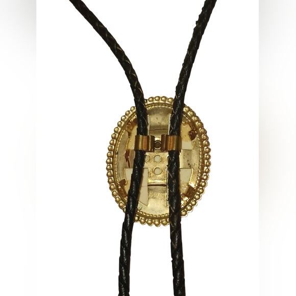 1905 Indian Head Penny Cream Gold Flecks Leather Boho Tie - Picture 4 of 5